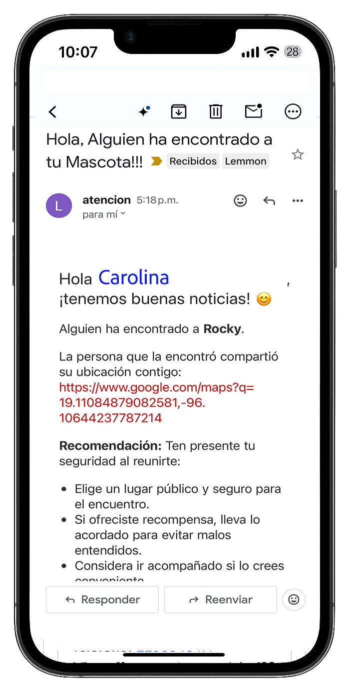 notificación email